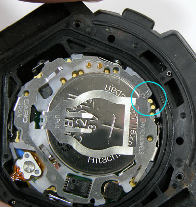デジタル腕時計の電池交換修理リセット方法1