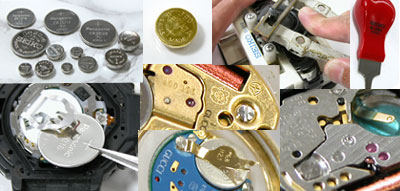 腕時計の電池交換修理工具・ムーブメント・作業